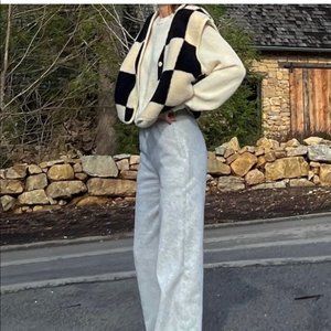 Checkered Shearling Vest